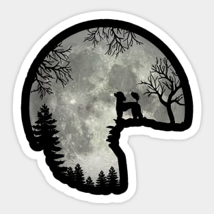 Poodle Dog And Moon Scary Halloween Sticker